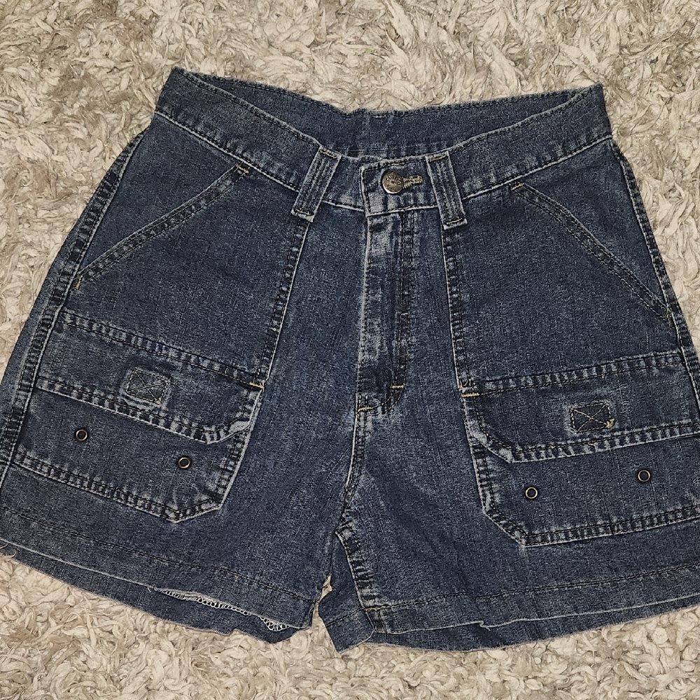 Y2k Denim Shorts Cargo Pocket Riveted by Lee High Waisted Jean Shorts High Waist